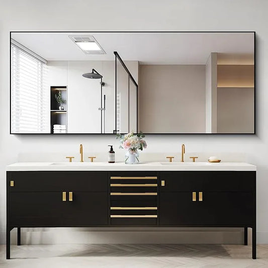 COFENY 30x72inch Bathroom Mirror, Black Rectangle Mirror with Thin Frame, Large Rectangular Wall Mirrors for Bathroom, Living Roomm, Hair Salon, Big Farmehouse Mirror Hang Horizontal/Vertical - ModernBath