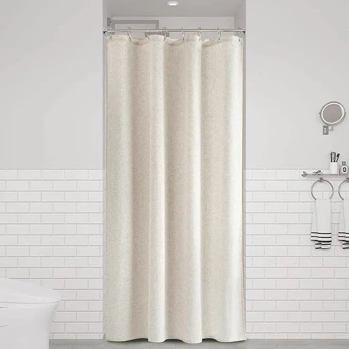 Naturoom Stall Shower Curtain 48 inch Long Luxury Natural Linen Neutral Tone Woven Look Vintage Country Style Rustic Shower Curtains for Bathroom, Cream Beige, 48x72 - ModernBath