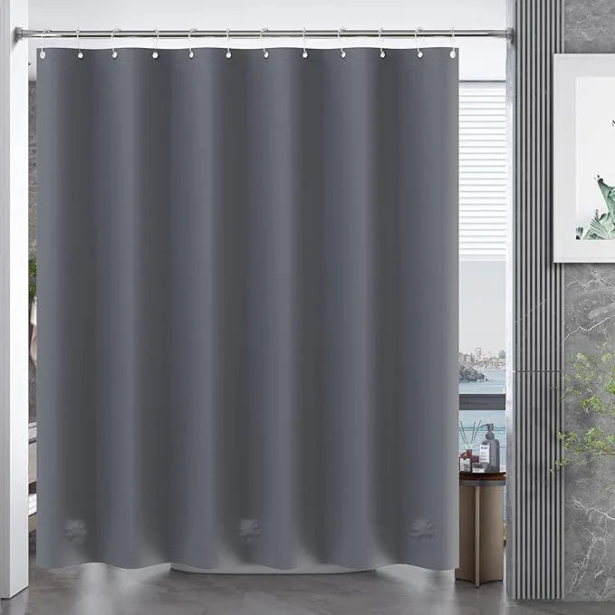 AmazerBath Dark Grey Shower Curtain Plastic, PEVA Shower Curtain Heavy Duty, Gray Shower Curtains for Bathroom, Waterproof Shower Curtain 72x72 with 3 Big Weighted Stones and 12 Rustproof Grommets - ModernBath