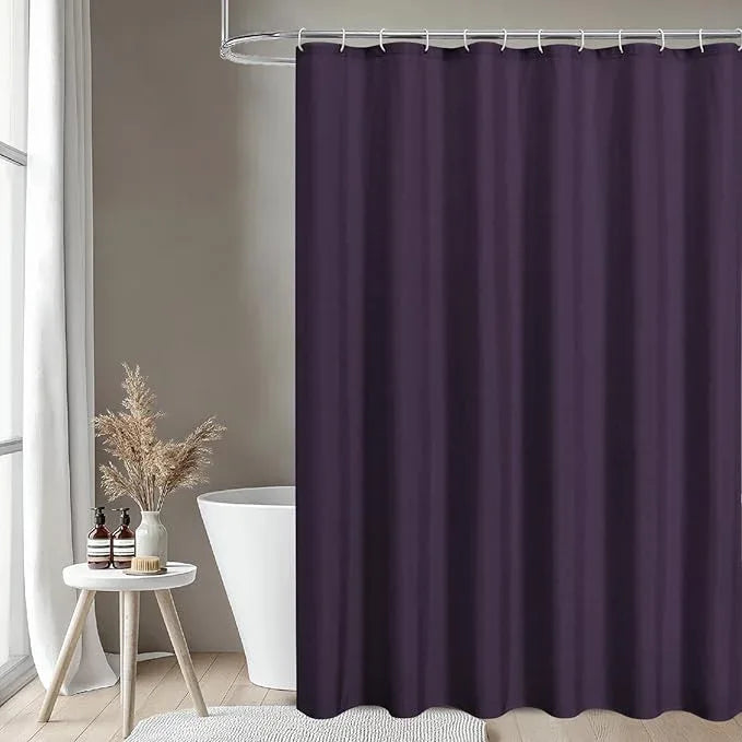THAIGEE 2-in-1 Waterproof Fabric Shower Curtain or Liner,Linen Textured,Breathable TPU & Washable Bathroom Shower Curtain Set with 12 Plastic Hooks,Modern,72"x72" Purple - ModernBath
