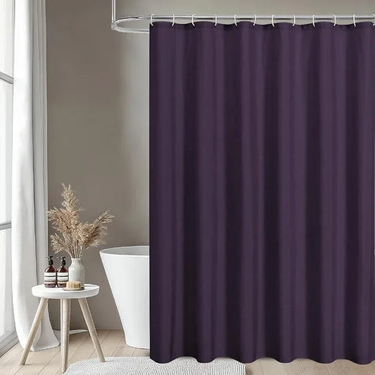 THAIGEE 2-in-1 Waterproof Fabric Shower Curtain or Liner,Linen Textured,Breathable TPU & Washable Bathroom Shower Curtain Set with 12 Plastic Hooks,Modern,72"x72" Purple - ModernBath