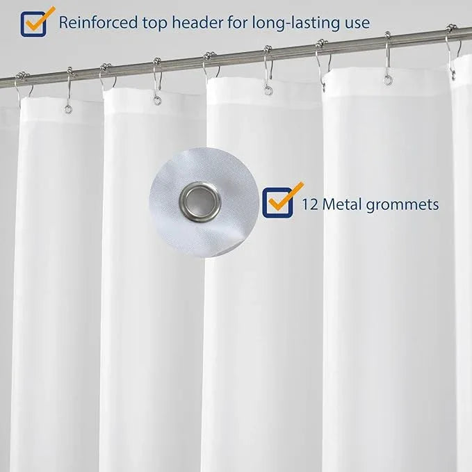 N&Y HOME Short Fabric Shower Curtain Liner 72 x 65 Shorter Length, Hotel Quality, Washable, Water Repellent, White Bathroom Curtains with Grommets, 72x65 - ModernBath