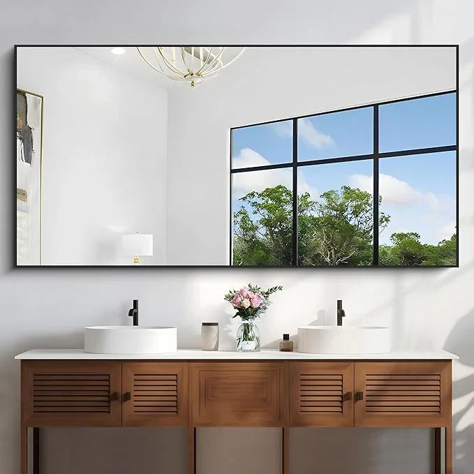 KOCUUY Black Bathroom Mirrors for Wall, 72x36 Large Rectangle Mirrors for Bathroom Sink, Oversized Wall Mirror Black Metal Framed Decor for Living Room, Farmhouse, Entryway, Hang Horizontal/Vertical - ModernBath