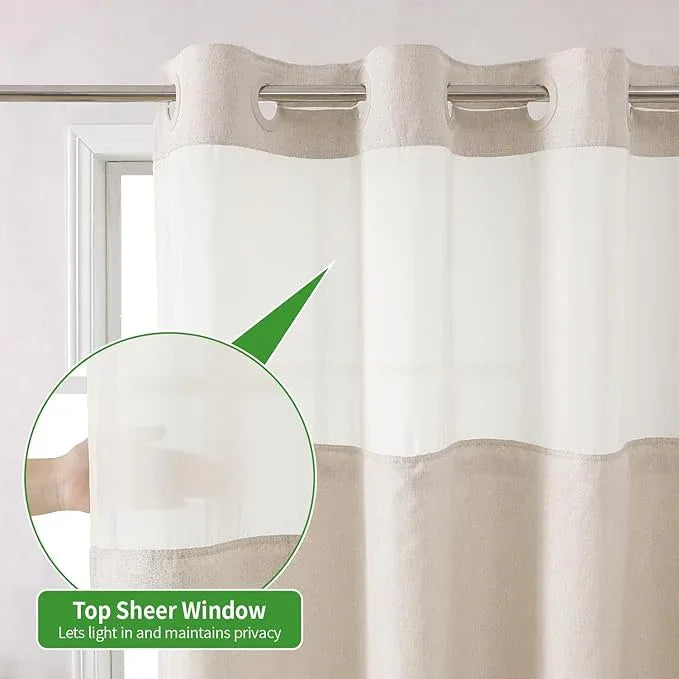 eachope Stall No Hooks Needed Linen Textured Shower Curtain with Snap-in Fabric Liner Set,Hotel Luxury Decor Shower Curtains for Bathroom,Waterproof & Washable,54Wx74H,Cream - ModernBath