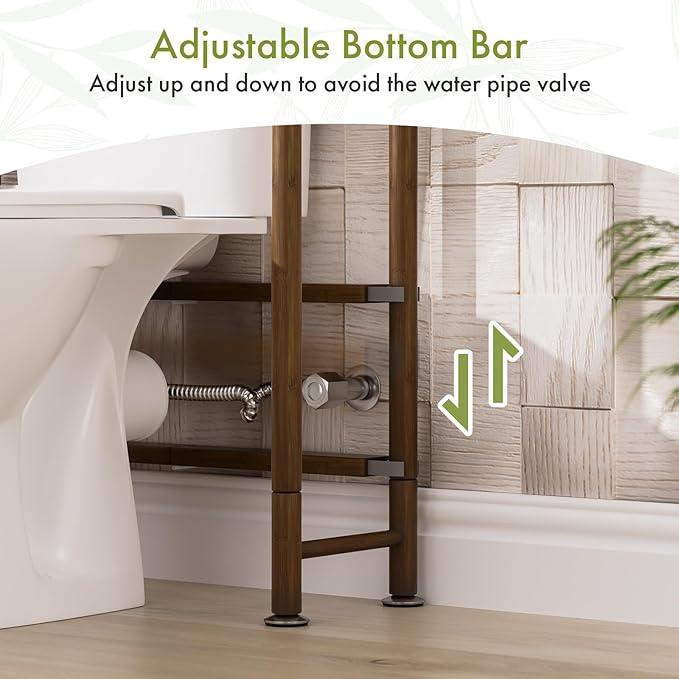 AmazerBath Bamboo Over The Toilet Storage Shelf, Over Toilet Bathroom Organizer Rack, 3-Tier Bathroom Shelves Over Toilet, Space Saver, Walnut Brown - ModernBath