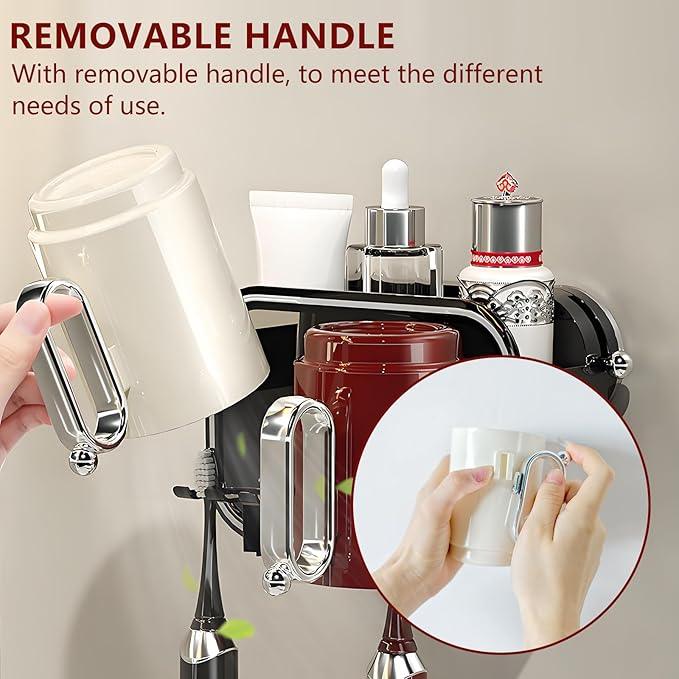 Botsparty Strong Suction Wall Mount Toothbrush Holder with 2 Cups- No Drill Bathroom Organizer, Large Capacity & Hygienic Quick Drying Design - ModernBath