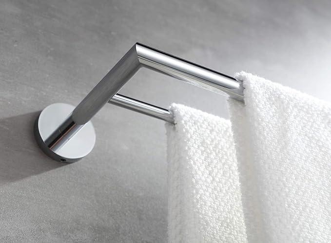 Double Towel Bar Chrome 26 Inch Towel Racks for Bathroom, Wall Mounted Bath Towel Holder, Modern Hotel Style Double Towel Rod, Brass, 077080-CR Leo Series - ModernBath