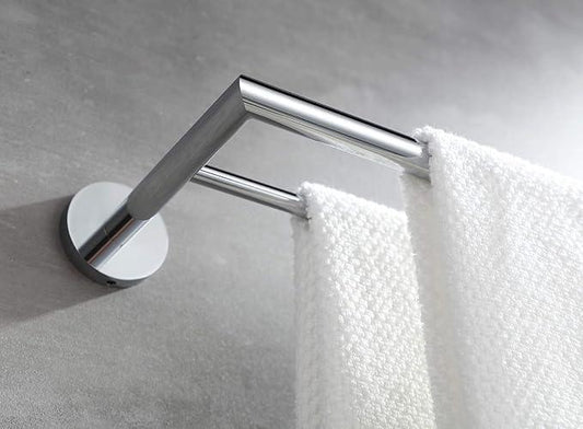 Double Towel Bar Chrome 26 Inch Towel Racks for Bathroom, Wall Mounted Bath Towel Holder, Modern Hotel Style Double Towel Rod, Brass, 077080-CR Leo Series - ModernBath