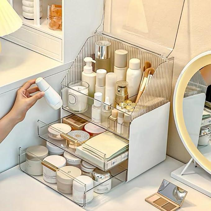 Omeily Large Makeup Organizer Countertop Vanity Organizer Cosmetic Organizer Makeup Storage Box Bathroom Counter Organizer Perfume Skincare Organizers Gift Women Girls Clear Design Easy Visibility - ModernBath