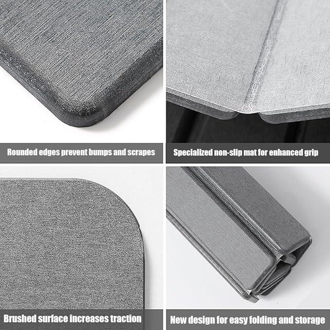Bath Rug Mat,Diatomaceous Earth Mats,Foldable Stone Bath Rug,23.6 x 15.5 Inch Super Absorbent Quick Drying Diatomaceous Earth Mat for Bathroom,Easy to Store,Easy to Clean,Grey - ModernBath