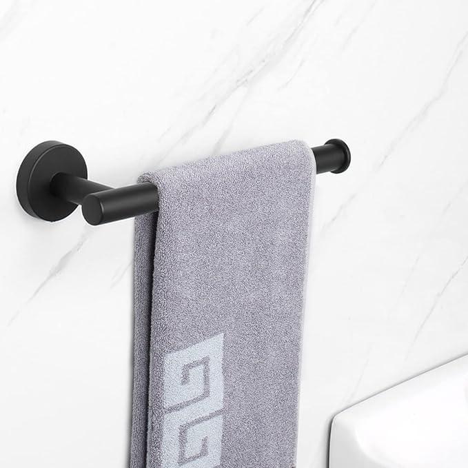 NearMoon Hand Towel Holder/Towel Ring, Thicken Stainless Steel Hand Towel Bar for Bathroom, Rustproof Wall Mounted Towel Rack, Contemporary Style Bath Accessories, 9 Inch (1 Pack, Matte Black) - ModernBath