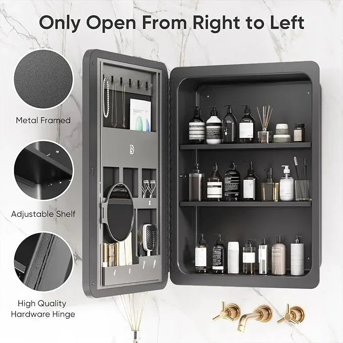 Rresyet 18×26 Bathroom Mirror Cabinet with 3X Magnifying Mirror, Adjustable Shelves, Bathroom Mirror with Storage, Recessed or Wall Mounted Medicine Cabinet for Jewelry,Masks & Beauty Tools - ModernBath
