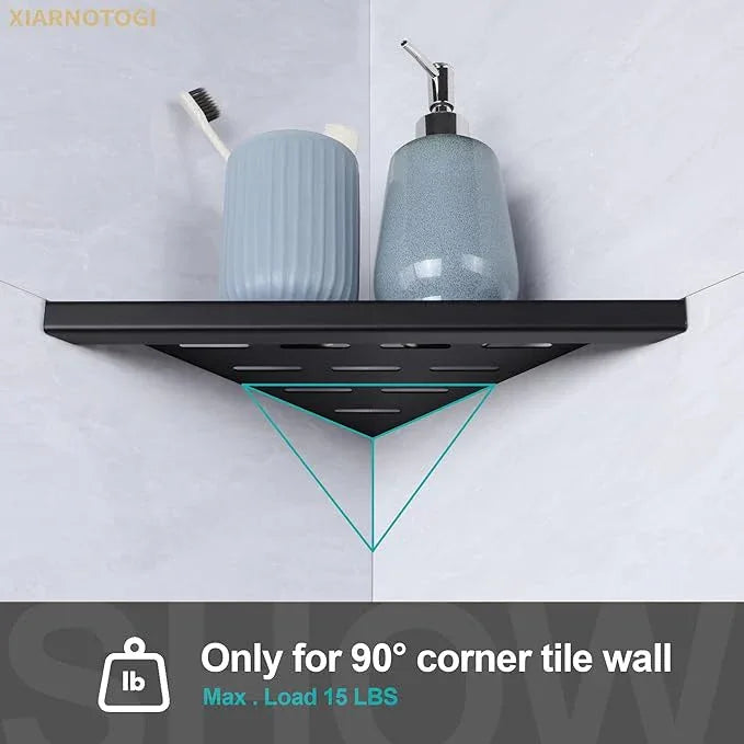 10" Corner Shower Shelf, 1-Pack Bathroom Shelves for Tile Walls, SUS304 Stainless Steel Recessed Shower Shelf, Grout in Corner Organizer Shelves, Matte Black - ModernBath