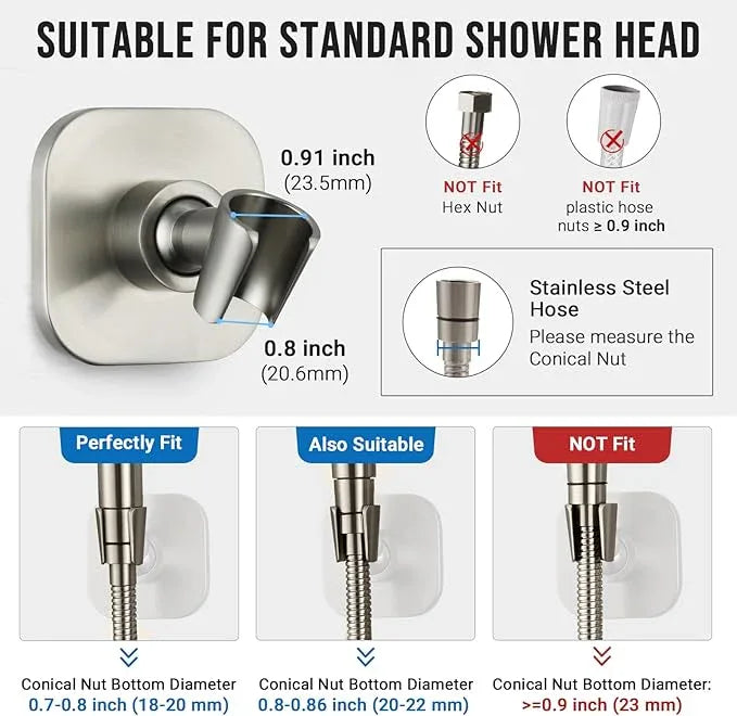 G-Promise All Metal Handheld Shower Head Holder, Adjustable Wall Mount Shower Wand Bracket, Strong Adhesive Disc Mount or Drill Installation (Brushed Nickel) - ModernBath