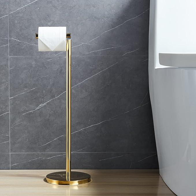 BGL Freestanding Toilet Paper Holder - Gold, Reserve Storage Paper Rolls, Floor Holder - ModernBath