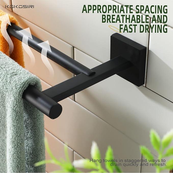 KOKOSIRI 36'' Towel Rails Bathroom Towel Bars Matte Black 36 Inch Bath Towel Holder for Washroom Kitchen Wall Stainless Steel B5005BK-L36 - ModernBath