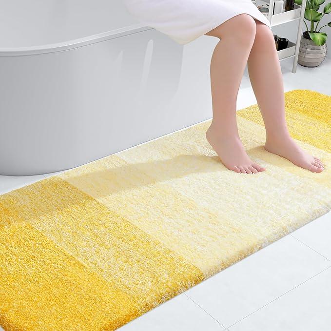 OLANLY Bathroom Runner Rugs 70x24, Extra Soft Absorbent Microfiber Bath Rugs, Rubber Backing, Quick Dry, Machine Washable Bath Mats for Bathroom Floor, Tub and Shower, Home Decor Accessories, Yellow - ModernBath