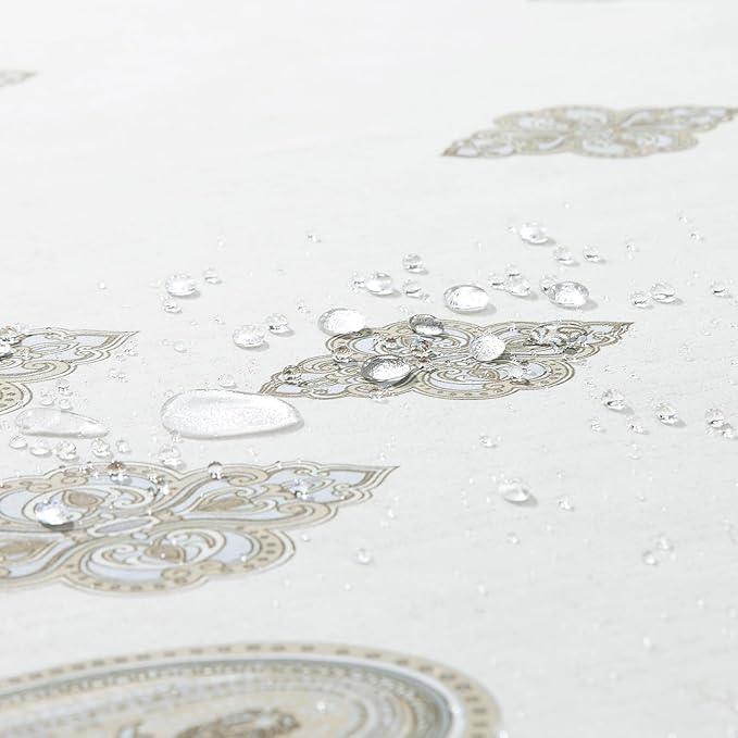 BESTRIPES Fabric Shower Curtain 78 Inches Long, Ivory Taupe Blue Moroccan Paisley Pattern Shower Curtains for Bathroom, 72" W x 78" H - ModernBath
