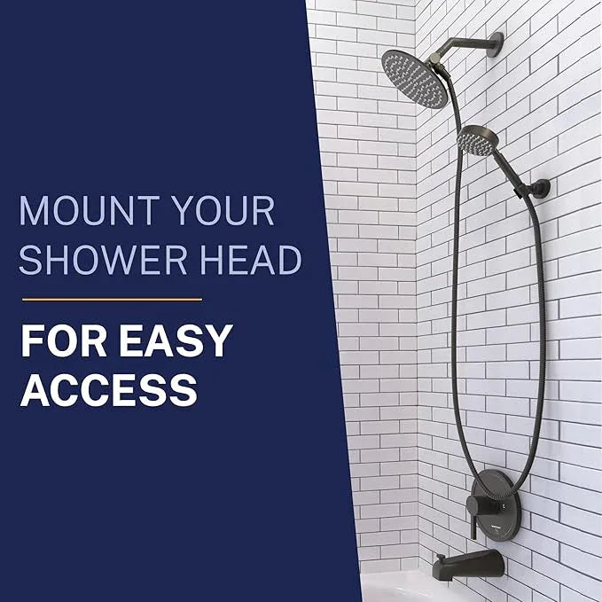 HammerHead Showers Solid Metal Handheld Showerhead Holder Wall Mount, Adjustable Screw-Mounted Pivot Ball, Shower Hose Holder, Fits Most Handheld Showerheads, Matte Black - ModernBath