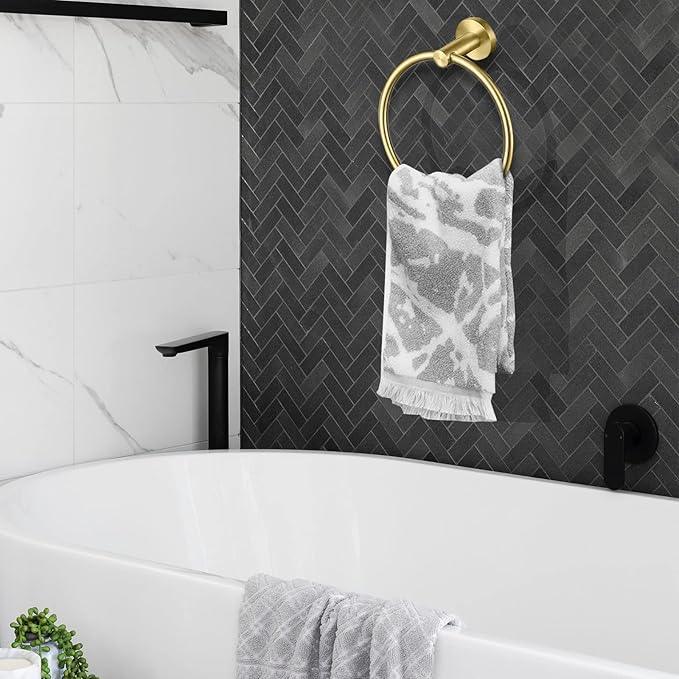 Cilee 8 Piece Brushed Gold Bathroom Hardware Set, 24inch Bathroom Towel bar+Towel Ring+Toilet Paper Holder+ Robe Towel Hook, SUS304 Stainless Steel Bathroom Accessory Set - ModernBath