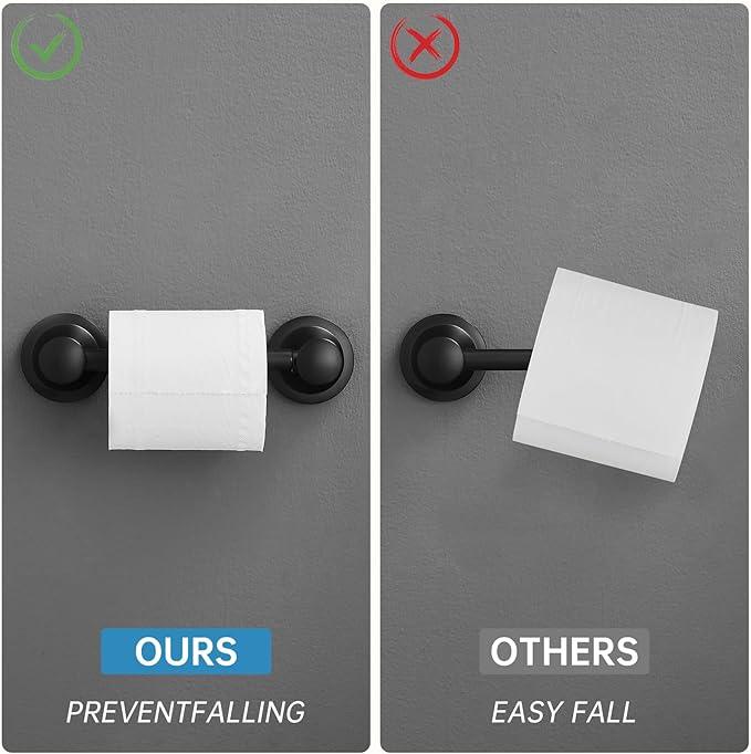 RUMOSE Toilet Paper Roll Holder Bathroom Flexible Pivoting Tissue Handle on Wall Mounted Matte Black Rustproof Toilet Tissue Roll Holder,Stainless Steel - ModernBath