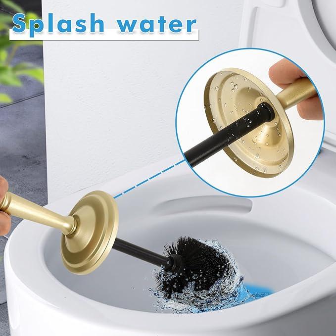 Gold Toilet Brush and Holder Set, Stainless Steel Toilet Brush for Bathroom,Heavy Duty Gold Toilet Bowl Brush and Holder,Deep Cleaning Modern Toilet Cleaner Brush -Space Saving, Covered Brush, Durable - ModernBath