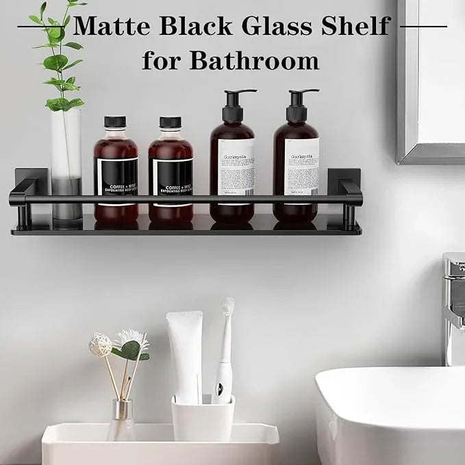 Glass Shelf for Bathroom 20 Inch Bathroom Shelves with Towel Bar, Tempered Glass Shelves with Stainless Steel Towel Holder for Wall Shelf Sink Over Toilet (Brushed Gold Finish) - ModernBath