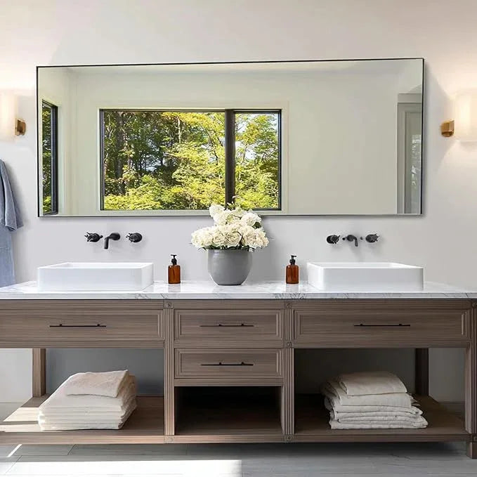 KOCUUY 72x30 Inch Large Black Wall Mounted Mirror,Aluminum Framed Decorative Rectangular Bathroom Mirror for Wall Over Sink,Vanity Mirror for Bedroom Living Room Bathroom,Functional Oversized Mirror - ModernBath