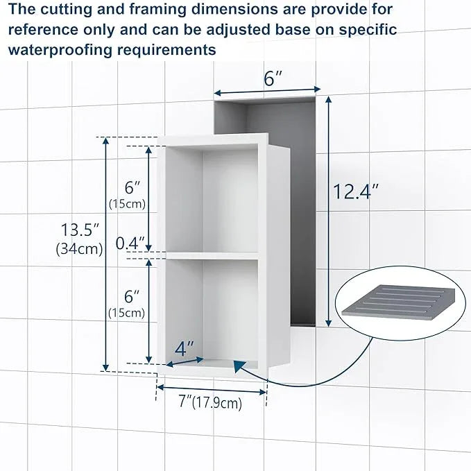 Qeke Shower Foot Rest for Shaving Legs, 304 Stainless Steel Footrest Niche with Shaving Holder, Recessed Shower Niche for Shaving Legs, Matte White, 5.9" X 12.3" - ModernBath