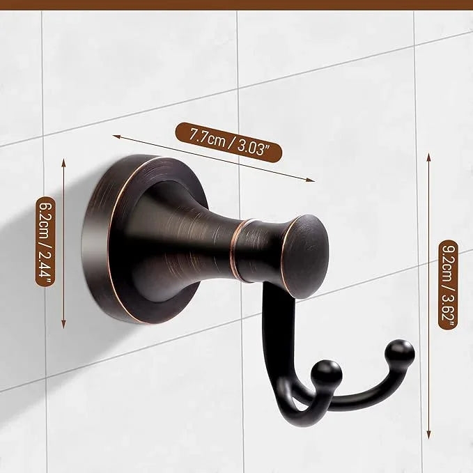Bronze Towel Hooks, Bathroom Robe Hook Oil Rubbed, Heavy Duty Double Towel Hooks Bath Farmhouse Coat Clothes Hook Wall Mounted Rustic for Bathroom Kitchen Washroom - ModernBath