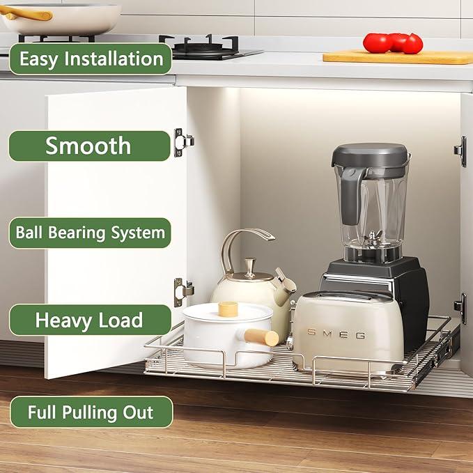 Pull Out Cabinet Organizer 31½" W x 21½" D, Heavy Duty Cabinet Pull Out Shelves, Slide Out Drawers Organization for Kitchen Cabinets Bathroom - ModernBath