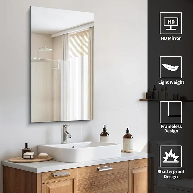 CILIBER Frameless Mirror, 20x36 Inch Bathroom Mirrors for Wall, Rectangle Bathroom Vanity Mirrors with Polished Edge, Hangs Horizontally or Vertically for Bathroom, Bedroom and Living Room - ModernBath