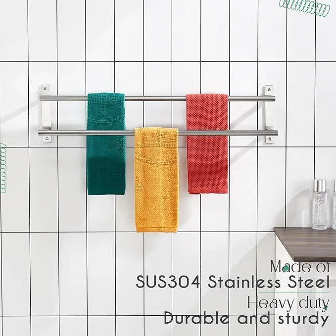 KOKOSIRI 32 Inch Bath Towel Bars Double Towel Racks Bathroom Towel Holder Towel Storage Towel Shelves Wall Mount Stainless Steel Satin Nickel B5010BR-L32 - ModernBath