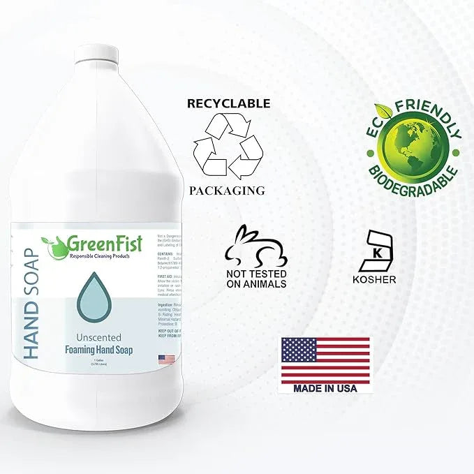 GreenFist Foaming Hand Soap Refills Unscented Jug Foam Refill Made in USA, 128 ounce (1 Gallon) - ModernBath