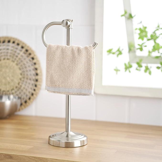 BESy 17 Inch Brushed Nickel Stand Towel Bar Hanger Hand Towel Bar Bathroom Vanity Countertop Towel Holder Free Standing Stainless Steel Towel Ring Hardware Accessories Towel Rack - ModernBath