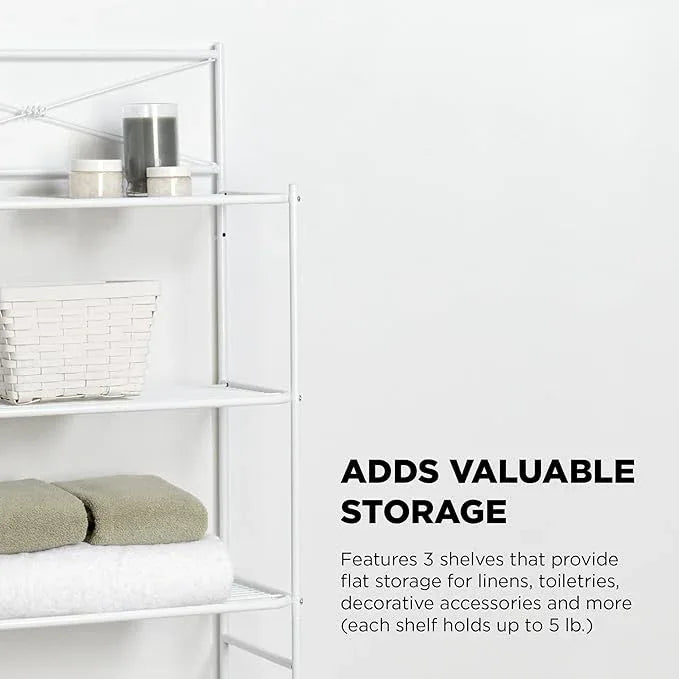 Zenna Home Over the Toilet Storage Shelf Space Saver, Behind Toilet Bathroom Organizer and Storage, Metal Bathroom Organizer with 3 Shelves, White - ModernBath