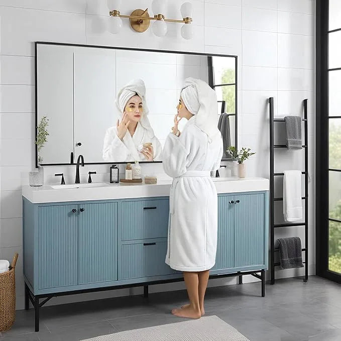 MEETDH Rectangle Bathroom Mirror 26x48 inch, Large Mirror with Black Frame, Rectangular Vanity Mirror 26" X 48", Modern Matte Wall Mounting Mirrors, Hang Horizontal or Vertical - ModernBath