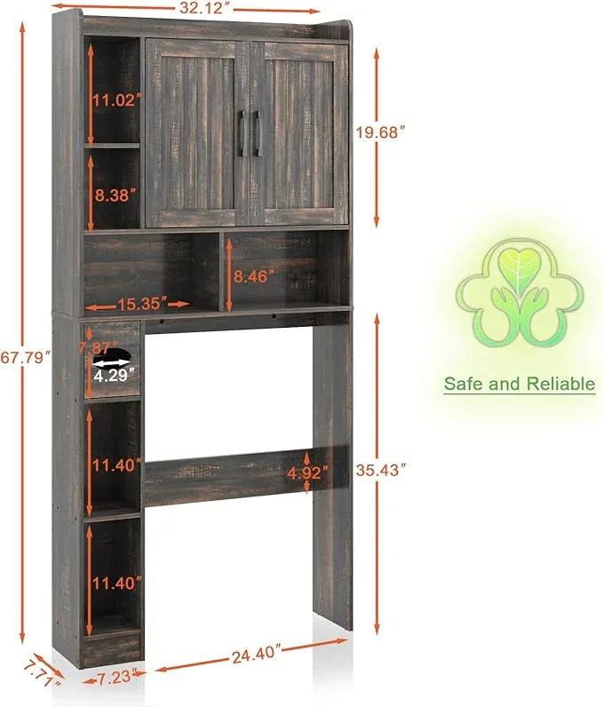 Vabches Over The Toilet Storage Cabinet, Farmhouse Storage Cabinet Over Toilet with Barn Door，Home Space-Saving Toilet Rack, for Bathroom, Restroom, Laundry - ModernBath