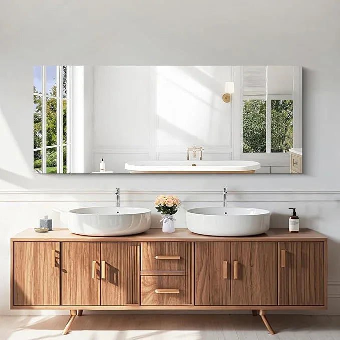 KOCUUY Frameless Mirror, 60"x24" Large Bathroom Mirror for Over Sink, Unframed Mirrors for Wall Upgraded Shatterproof Design, Modern Decorative for Bedroom, Living Room, Entryway - ModernBath