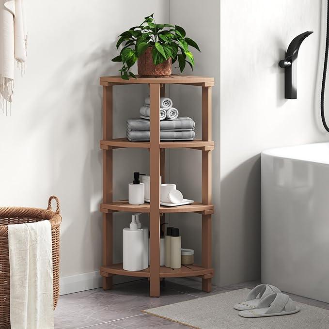 Shower Bench, Corner Shower Stool for Inside Shower and Shaving Legs, Waterproof HDPE Shower Chair Seat with Storage Shelf for Bathroom Non-Slip - ModernBath