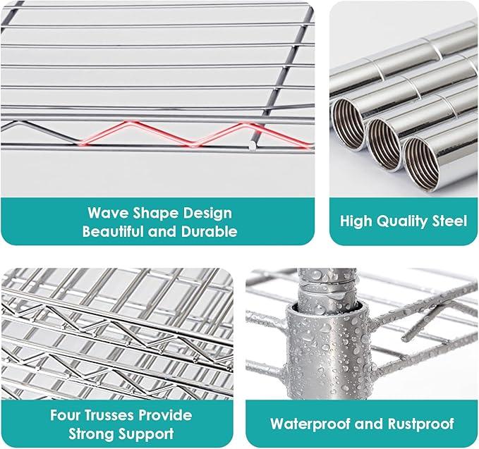 BNSPLY 5 Tier Wire Shelving Unit, Adjustable Wire Rack Shelving, Changeable Metal Wire Storage Shelves for Kitchen, Laundry, Bathroom, Balcony, Pantry (11.4" D x 21.3" W x 59" H, Silver) - ModernBath