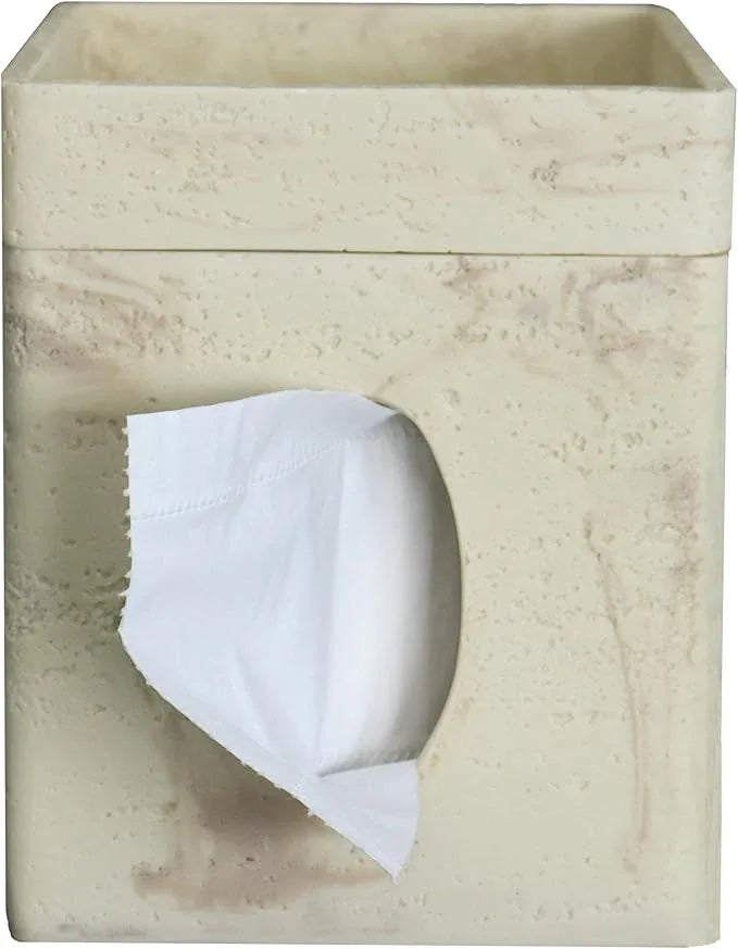 Hymmah Square Tissue Box Cover/Holder with Tray,Unique Cube Design Tissue Dispenser Decor for Vanity Counter Tops Also Great for Bedroom and Living Room - ModernBath