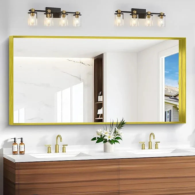 NIMURY Gold Bathroom Mirror, 30x60 Inch Rectangular Deep Frame Mirror, Large Wall Mounted Bathroom Vanity Mirror Over Sink for Bedroom,Restroom, Living Room, Hangs Vertically or Horizontally - ModernBath