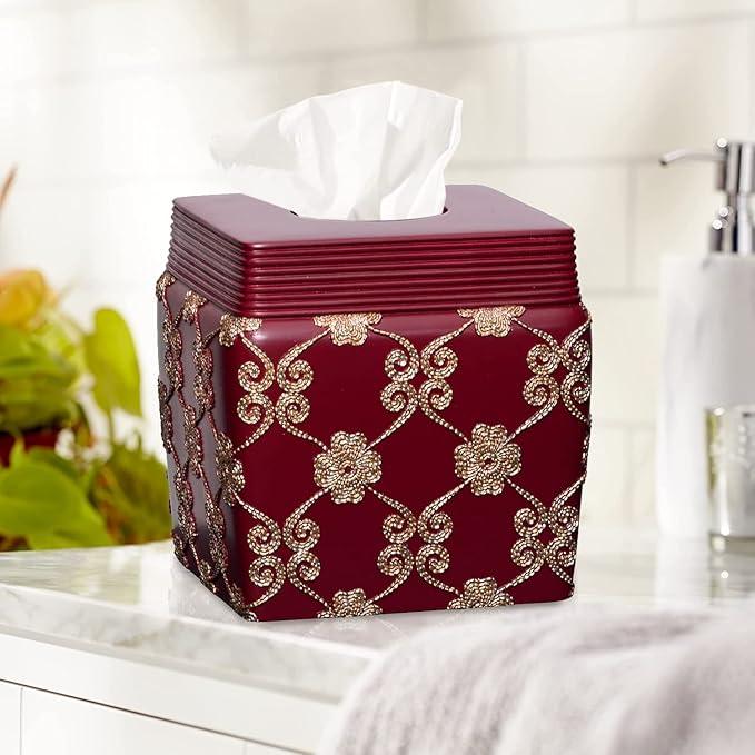 Zahari Home 2pc Elegant Rose Luxury Bathroom Accessories Set Modern Shower Basket & Tissue Box Classic Luxury Contemporary Decor Beautiful Unique Design Stylish Bathroom Accessories Set - ModernBath