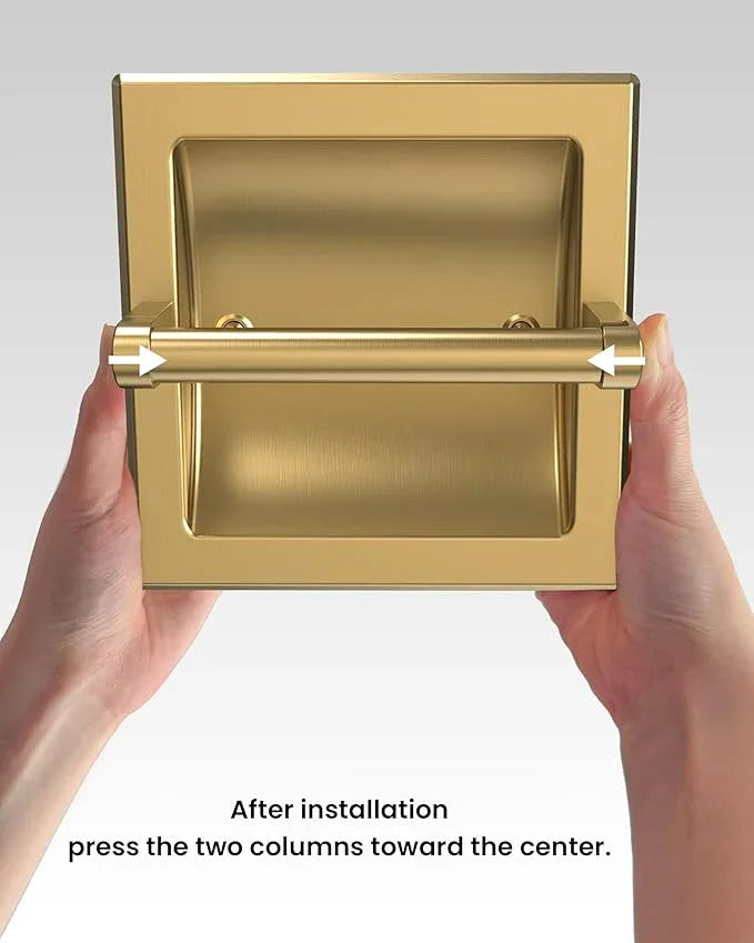 Recessed Toilet Paper Holder 2 Pack Gold， in Wall Toilet Paper Holder Pivoting，Wall Mount Toilet Paper Roll Holder, Bathroom Shallow Gold Stainless Steel Tissue Holder - ModernBath