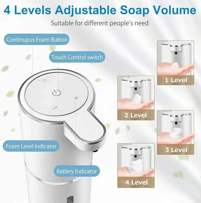 Gotofine Automatic Foaming Soap Dispenser, 4-Level Adjustable Foam, Wall Mount, USB Rechargeable, 12.8oz/380ml, Touchless Hand & Dish Soap Dispenser for Bathroom, Kitchen, Hotel, Restaurant - ModernBath