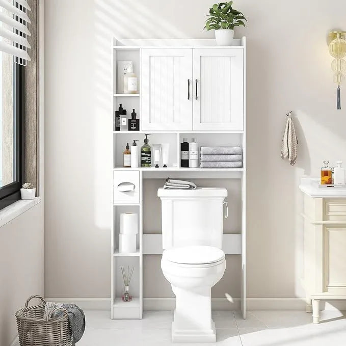 Over The Toilet Storage Cabinet, Farmhouse Storage Cabinet Over Toilet with Barn Door，Home Space-Saving Toilet Rack, for Bathroom, Restroom, Laundry - ModernBath