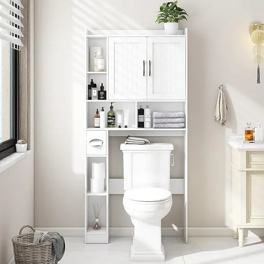 Over The Toilet Storage Cabinet, Farmhouse Storage Cabinet Over Toilet with Barn Door，Home Space-Saving Toilet Rack, for Bathroom, Restroom, Laundry - ModernBath