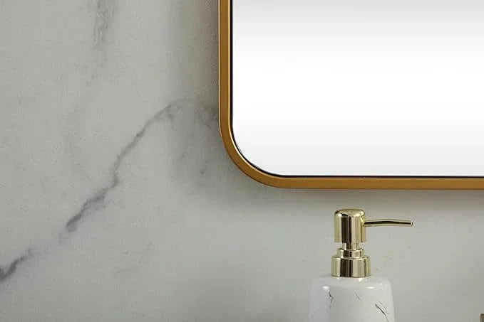 ARS Concepts Aura, Soft Corner Metal Square Mirror 30X30 Inch in, Modern, Brass - ModernBath