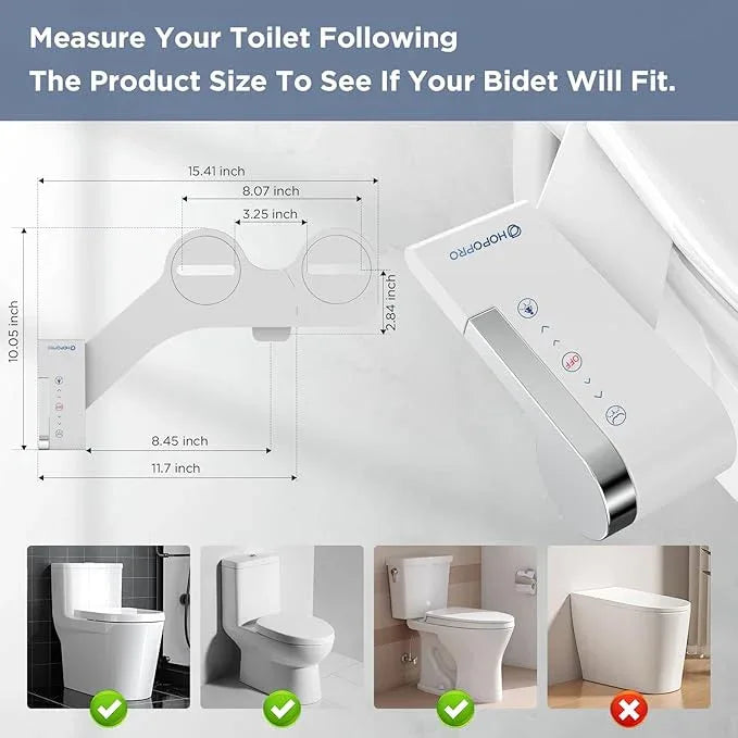 HOPOPRO Bidet Attachment for Toilet, Non-Electric Bidet Ultra-Slim Dual Nozzle (Feminine/Rear Wash), Cold Water Bidets Sprayer for Existing Toilets with Adjustable Pressure Control 1-Min Install - ModernBath